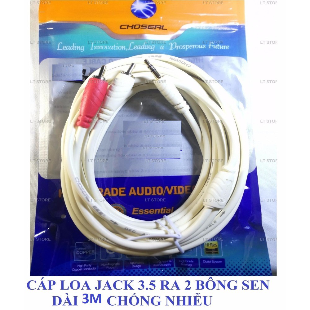 Dây Cáp loa(điện thoại) Jack 3.5 ra 2 đầu bông sen AV dài 1.7M ( BH 12T đổi 30 N)