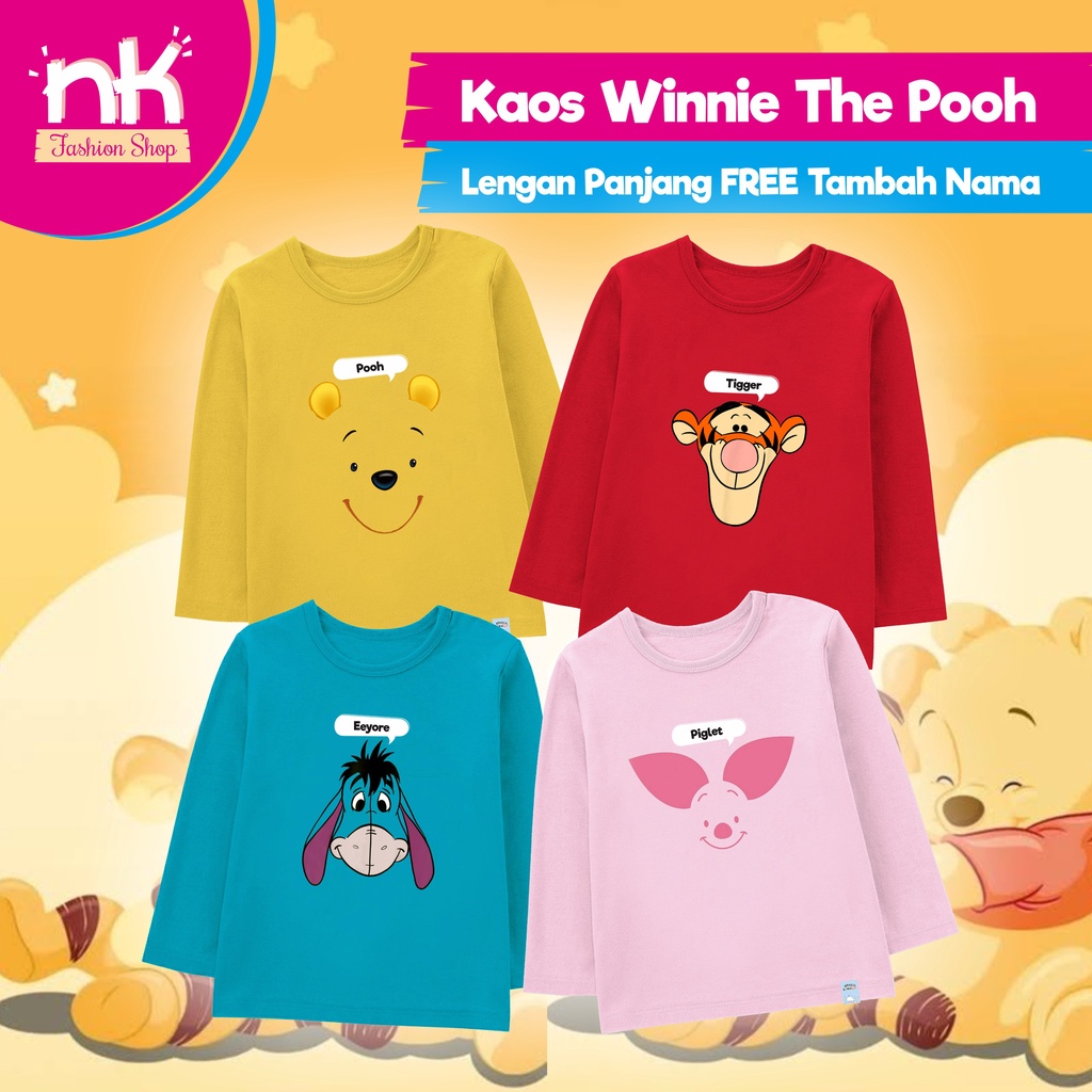 Áo Thun COTTON Mềm Hình Winnie THE POOH Và Những Người Bạn (Có Tên Thêm Lớn) Cho Trẻ Em Và Người Lớn - 30 Tuổi