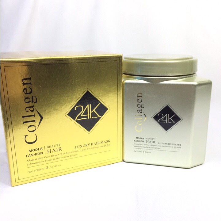Kem Ủ Tóc  Collagen Vàng 24k  1000ML  Siêu Mềm Mượt Tóc, Phục Hồi tóc hiệu quả