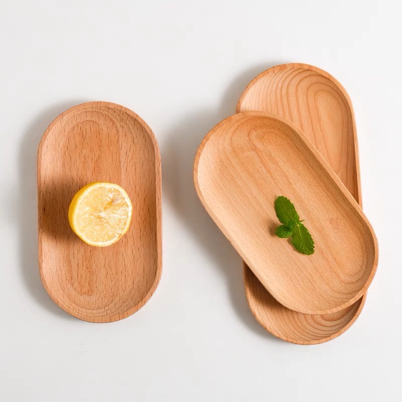 Khay Gỗ Đĩa Gỗ VỪNG DECOR - Khay Gỗ Đựng Đồ Ăn, Bánh Kẹo, Gỗ Tần Bì Màu Sáng - Hàng VNXK .