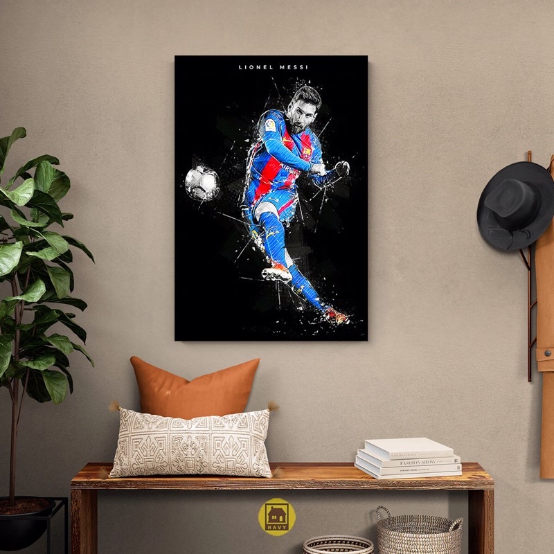 Tranh Messi mica tráng gương