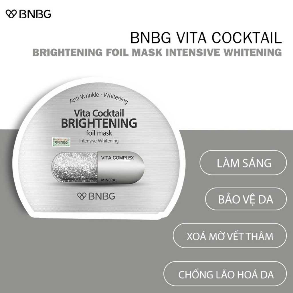 Mặt Nạ Giấy BNBG Mask Dưỡng Ẩm Trắng Da Chống Lão Hoá Giảm Mụn Hàn Quốc 30ml