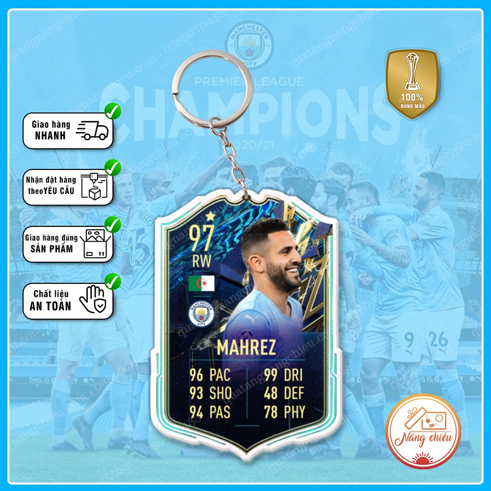 Móc Khóa Riyad Mahrez, CLB bóng đá Manchester City ☘️MÓC KHÓA THẺ CẦU THỦ☘️