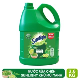 Nước rửa chén sunlight khử mùi tanh bình 3,6lit - tặng kèm 4 bóp nhỏ xinh như hình