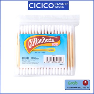 Bông ngoáy tai Cicico H840 bông ngoáy tai gỗ ép bông tự nhiên cao cấp 100 chiếc dùng một lần