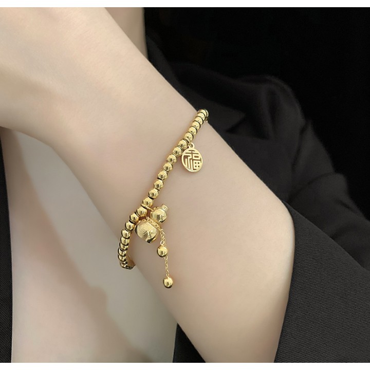 lắc tay nữ titan cao cấp kiểu hồ lô màu vàng siêu đẹp, bền màu, hợp thời trang