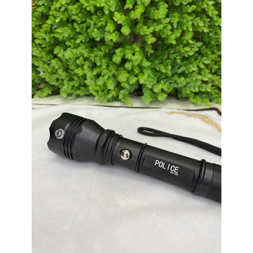 Đèn Pin LED Siêu Sáng Mini Cầm Tay Police HY-C6 H2Pro Cao Cấp- Pin Sạc 2300mah- Chiếu Xa 300m, Chống Nước- 3 Chế Độ Sáng