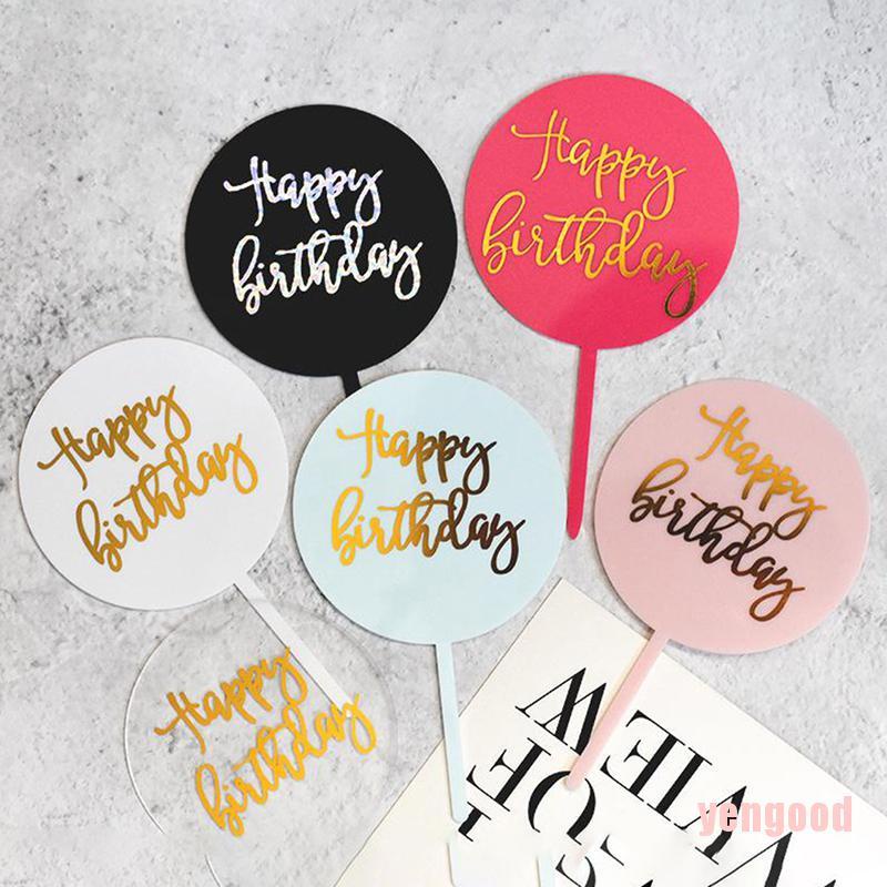 1 Phụ Kiện Trang Trí Bánh Kem Bằng Acrylic Hình Chữ Happy Birthday Dễ Thương