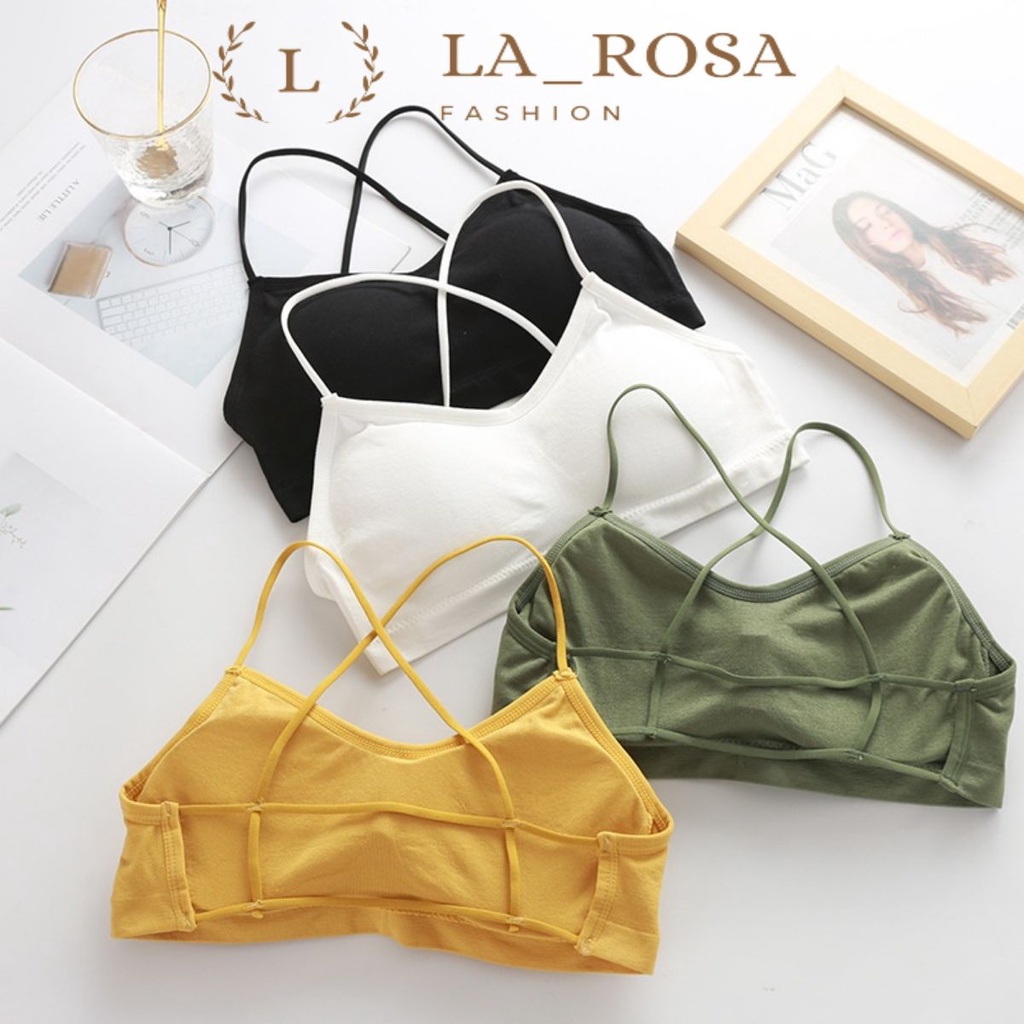 Áo Bra 2 Dây Đan Chéo Lưng  🎀FREESHIP🎀 Bra Nữ Cotton Len Tăm Kèm Mút 5507