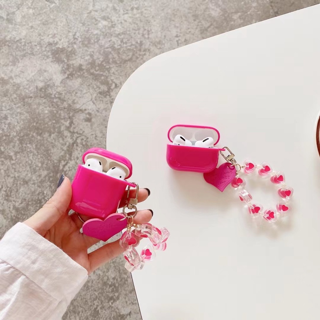 Vỏ bọc bảo vệ hộp sạc tai nghe Airpods 1/2 màu hồng ngộ nghĩnh