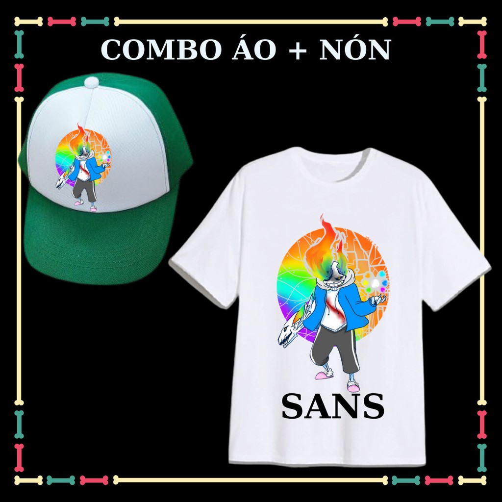 Combo Áo + Nón in hình Sans cho bé trai, bé gái (Từ 10kg đến 90Kg , đủ size áo)