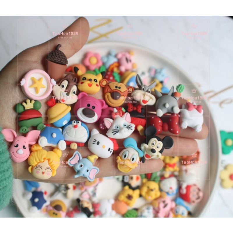 (Cartoon - cặp 2 cái) - STICKER PHỤ KIỆN DIY 3D DÁN ỐP ĐIỆN THỌAI BÌNH NƯỚC KẸP TÓC