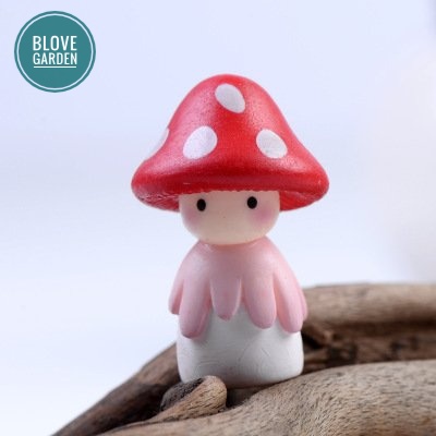 Tiểu cảnh cô bé nấm làm phụ kiện trang trí terrarium, sen đá, xương rồng, charm slime, cây cảnh mini cây để bàn