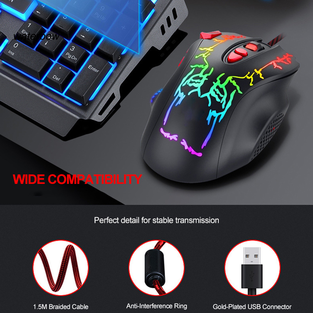 ww G550 8-Key 1000/1600/3200/6400DPI Wired RGB Lighting Luminous Optical Gaming Mouse for Computer Laptop