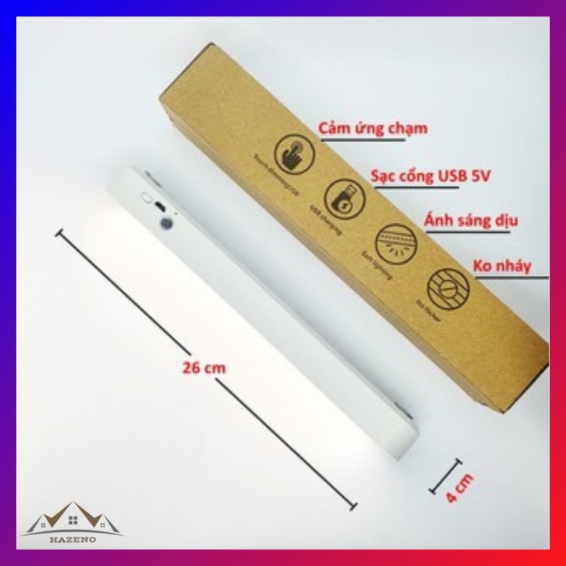 Đèn LED Cảm Ứng Chạm Sạc Tích Điện 4000mah Dán Tường Tủ Dùng Cho Bàn Học Trang Điểm Tủ Sách Phòng Ngủ Cầu Thang ZN022
