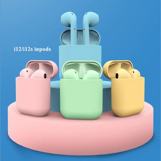 Tai nghe không dây Bluetooth 5.0 I12 TWS điều khiển cảm ứng thiết kế màu kẹo ngọt xinh xắn