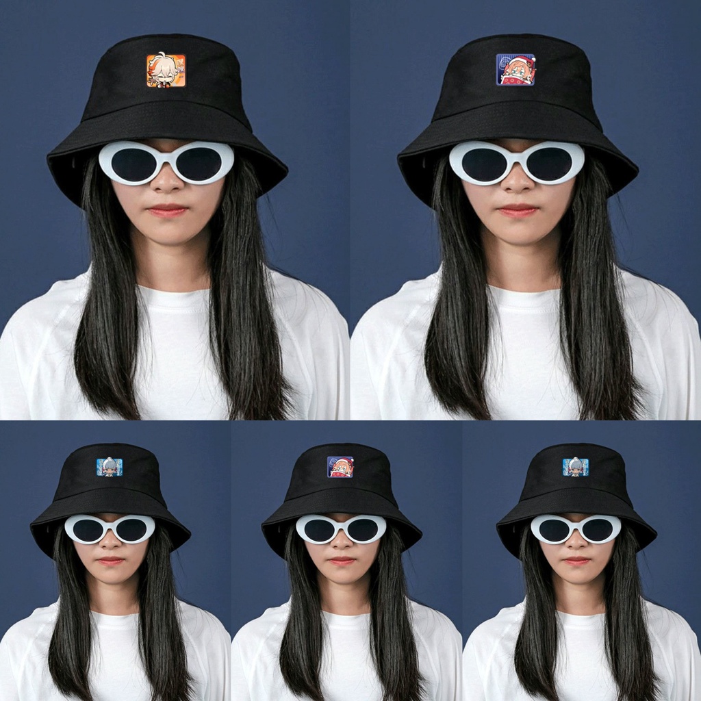 Mũ bucket in hình GENSHIN IMPACT ver CHỮ NHẬT game tiện lợi thời trang quà tặng game anime chibi