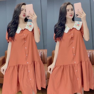 Đầm cổ thêu form xoè đuôi cá (hình thật-video)