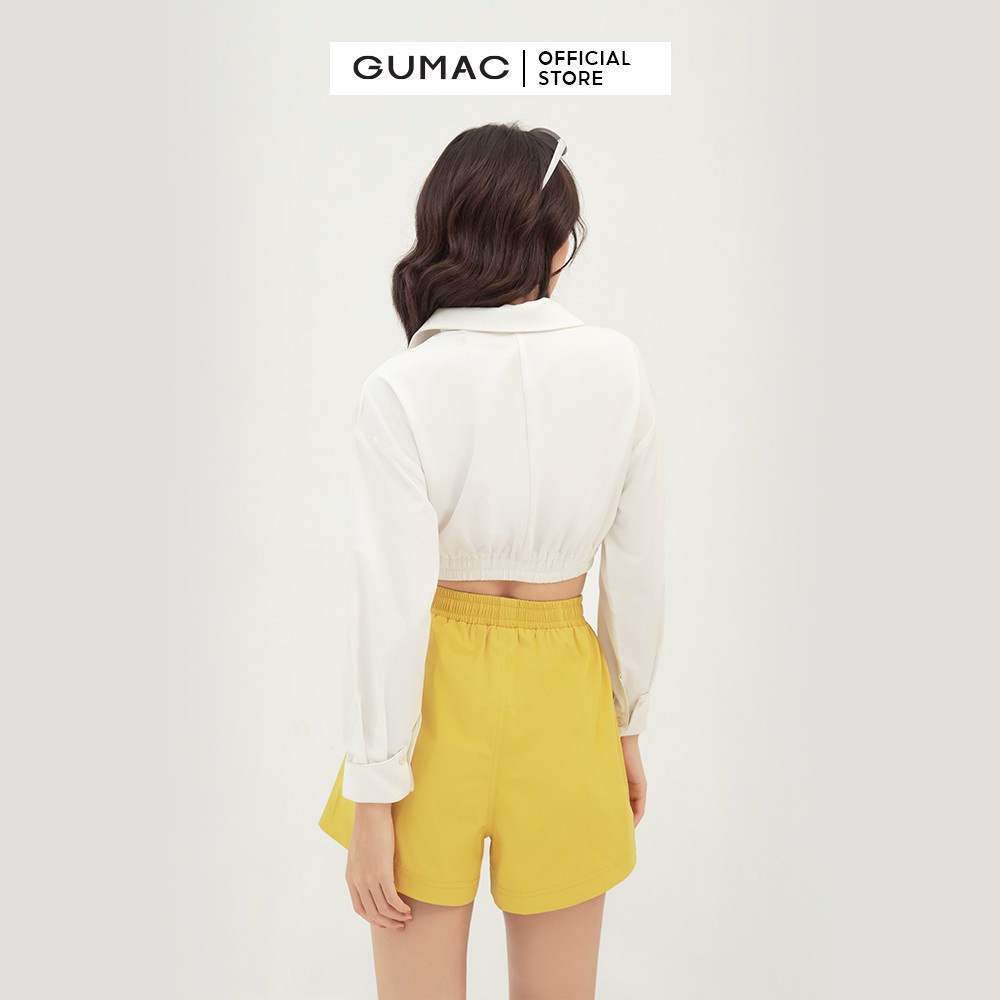 [Mã WABRGUM giảm 10% tối đa 30K đơn 99K] Áo croptop nữ phối túi GUMAC phong cách năng động màu trắng AB3125