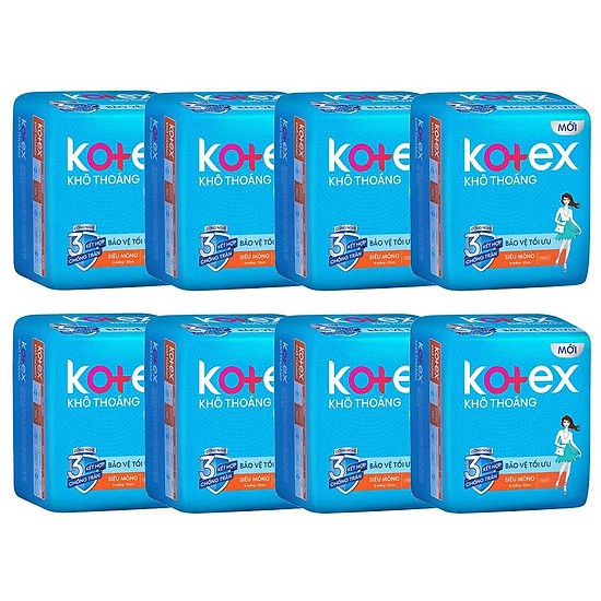 8 Gói BVS Kotex Khô thoáng siêu mỏng không cánh/ có cánh tặng