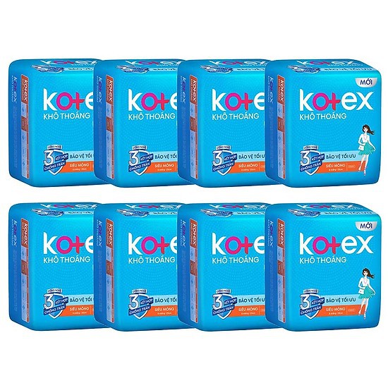 8 Gói BVS Kotex Khô thoáng siêu mỏng không cánh/ có cánh tặng