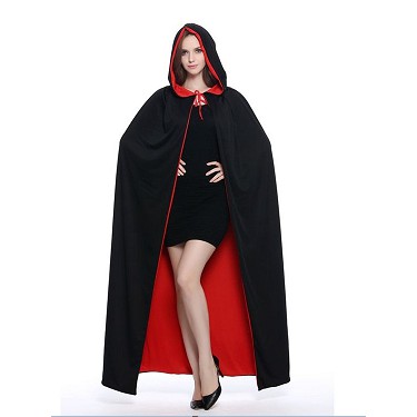 Áo choàng có nón 2 lớp đỏ đen 140CM#thoitrangnam#halloween#quanao#hoatrang#lehoi#betrai#aochoang#cosplay
