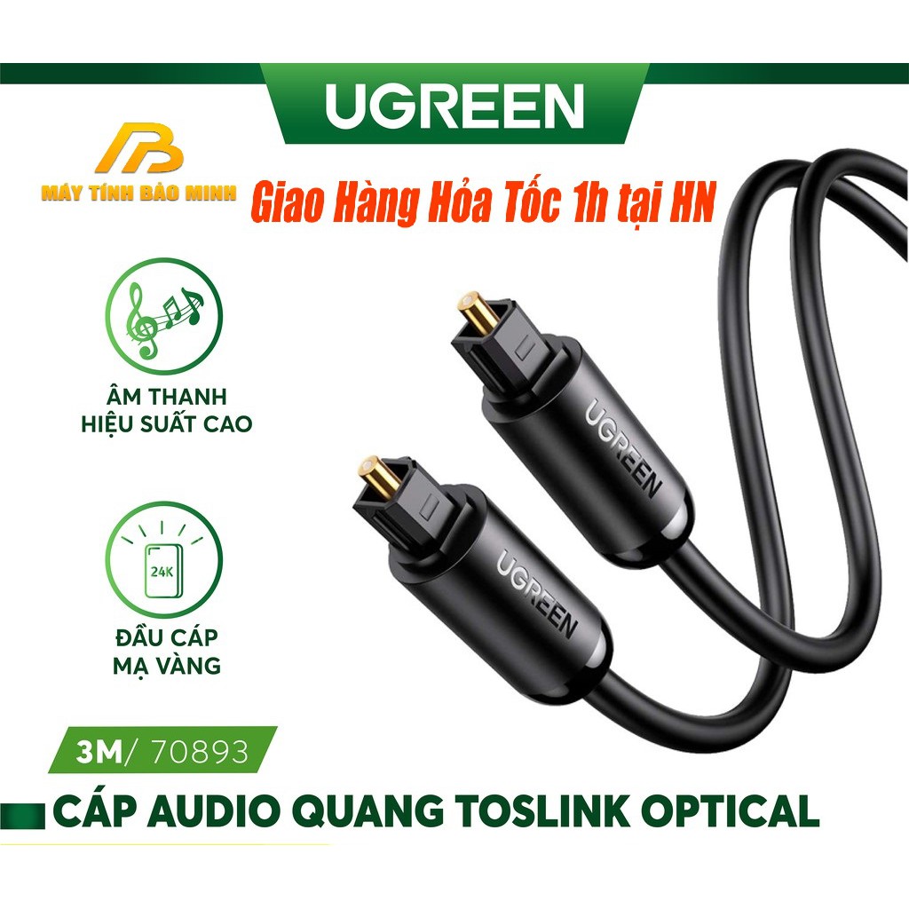 Cáp Audio quang Toslink,Optical Âm Thanh Dài 3m Cao Cấp Ugreen 70893 - Hàng Chính Hãng
