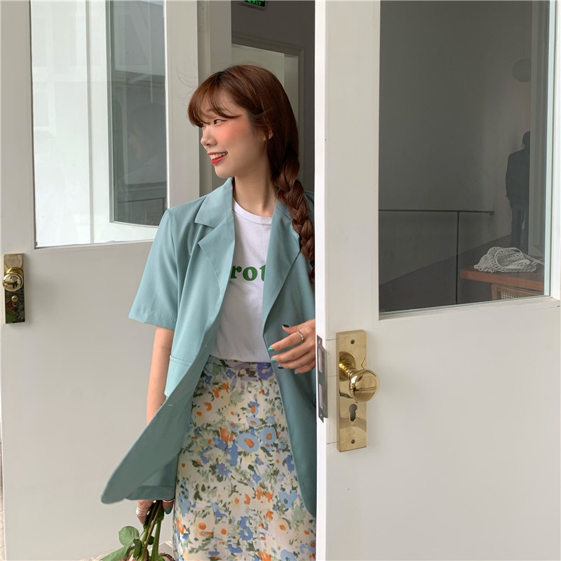 Áo khoác blazer ngắn tay thời trang Hàn Quốc dễ phối đồ cho nữ Xiaozhainv