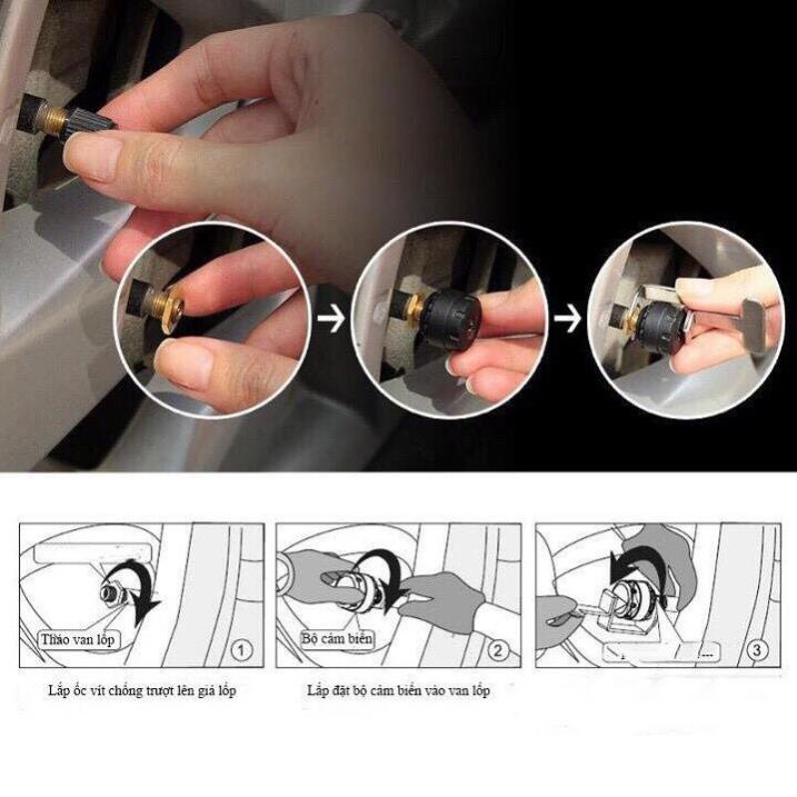 Cảm Biến Áp Suất Lốp Ô Tô TPMS Phiên Bản QUỐC TẾ Màn Hình Màu dùng Năng Lượng Mặt Trời
