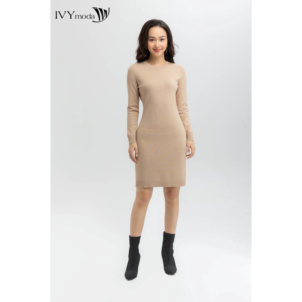 Đầm len cổ tròn ôm body IVY moda MS 42P0175