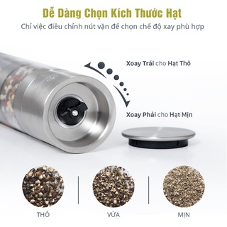 Dụng Cụ Xay Tiêu Và Muối 2 trong 1 Benchusch - Xay Thủ Công 2 Lưỡi Xay Ceramic & 2 Ngăn Đựng Gia Vị