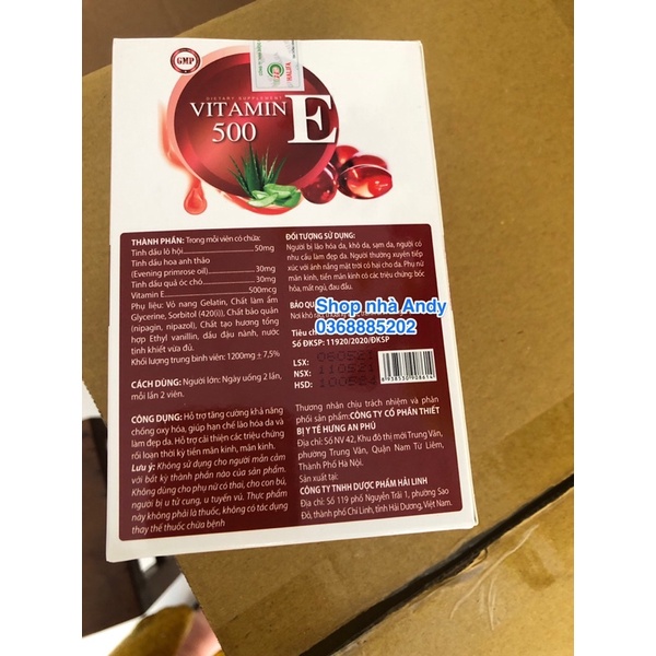 Vitamin E 500, E đỏ tinh dầu quả óc chó, chống oxy hóa, chống lão hóa da, bổ sung vitamin e, sáng da, đẹp da