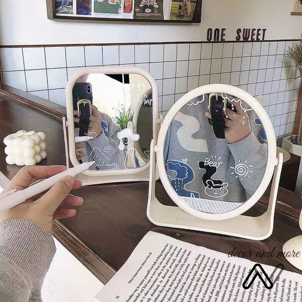 Gương để bàn trang điểm, gương xoay 2 mặt decor phòng ngủ