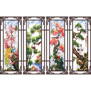 Tranh Treo Tường Phong Thủy - Tranh Treo Tường Tứ Qúy - Tranh Treo Phòng Khách 3D Hiện Đại