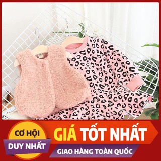 [Mặc Là  SANG] Set áo gi lê lông + váy beo hồng