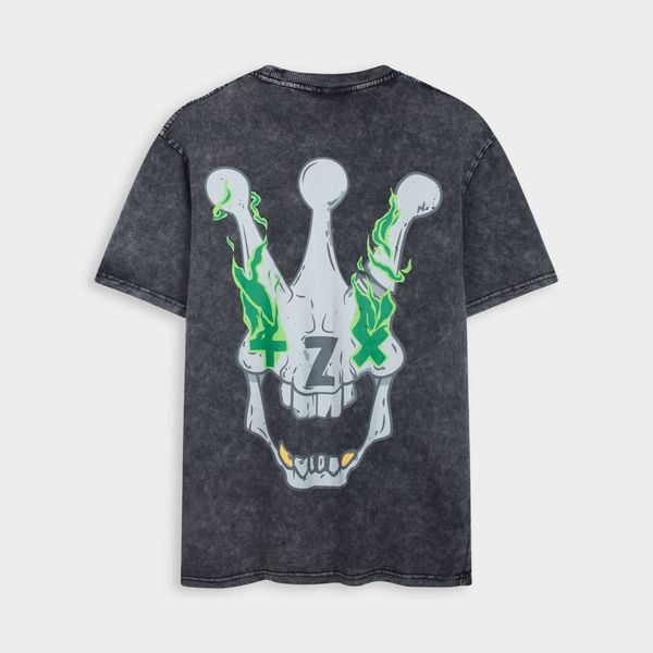 [FULLTAG CHÍNH HÃNG] Áo thun tay lỡ unisex Clownz Flamy Skull Washed T-Shirt (xương xám) form rộng, chất cotton | BigBuy360 - bigbuy360.vn