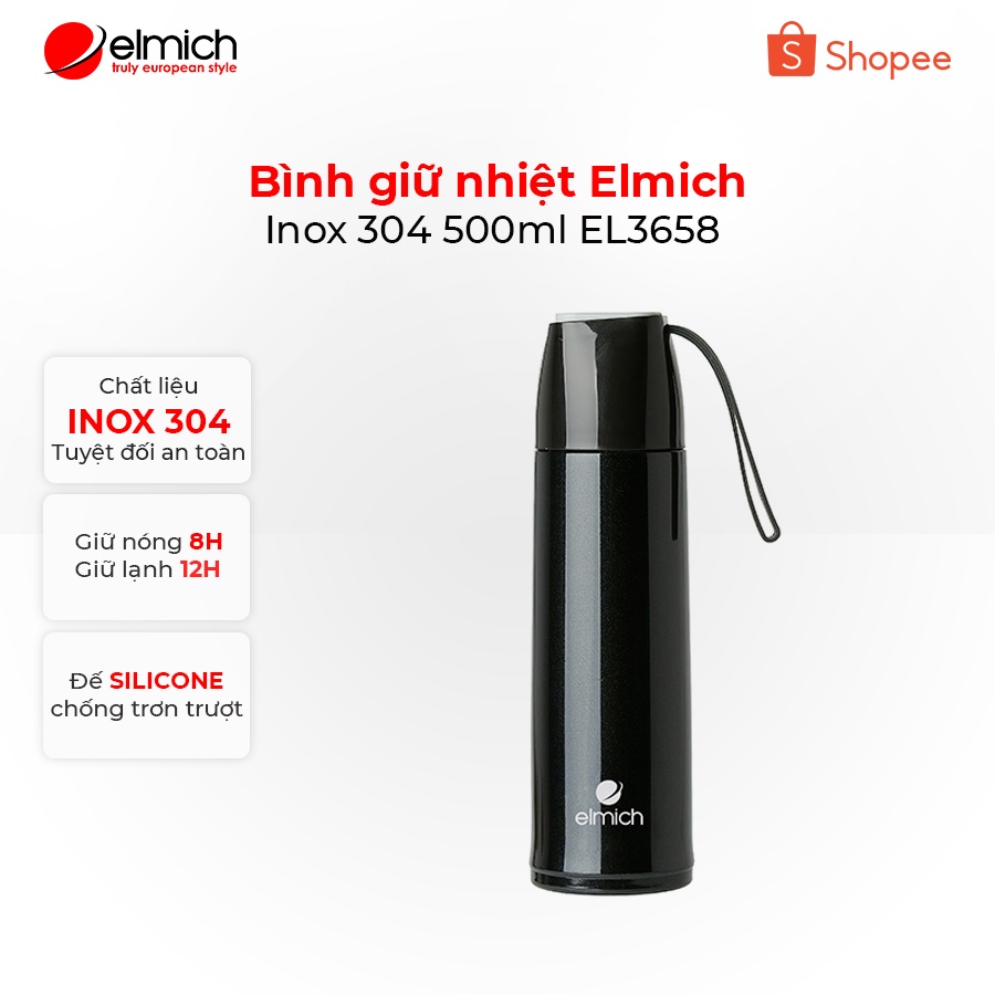 [Mã LIFECPMALL giảm 12% đơn 250K] Bình giữ nhiệt Elmich Inox 304 500ml EL3658