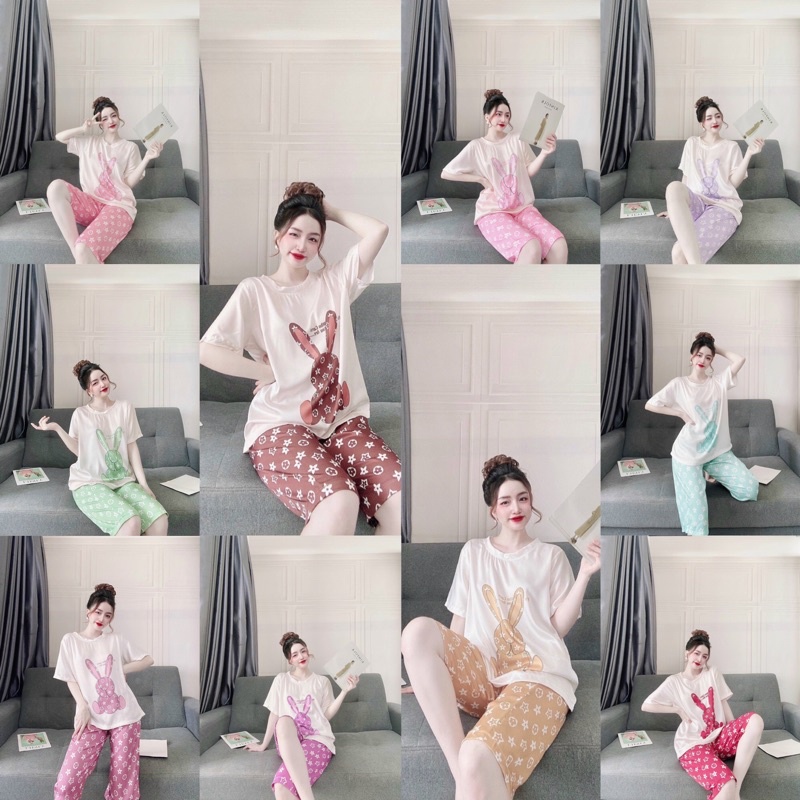 [Siêu Hot] Đồ ngủ xinh Đồ bộ xinh Đồ mặc nhà LỤA LATIN Set lỡ tay ngắn hình thỏ dễ thương | BigBuy360 - bigbuy360.vn