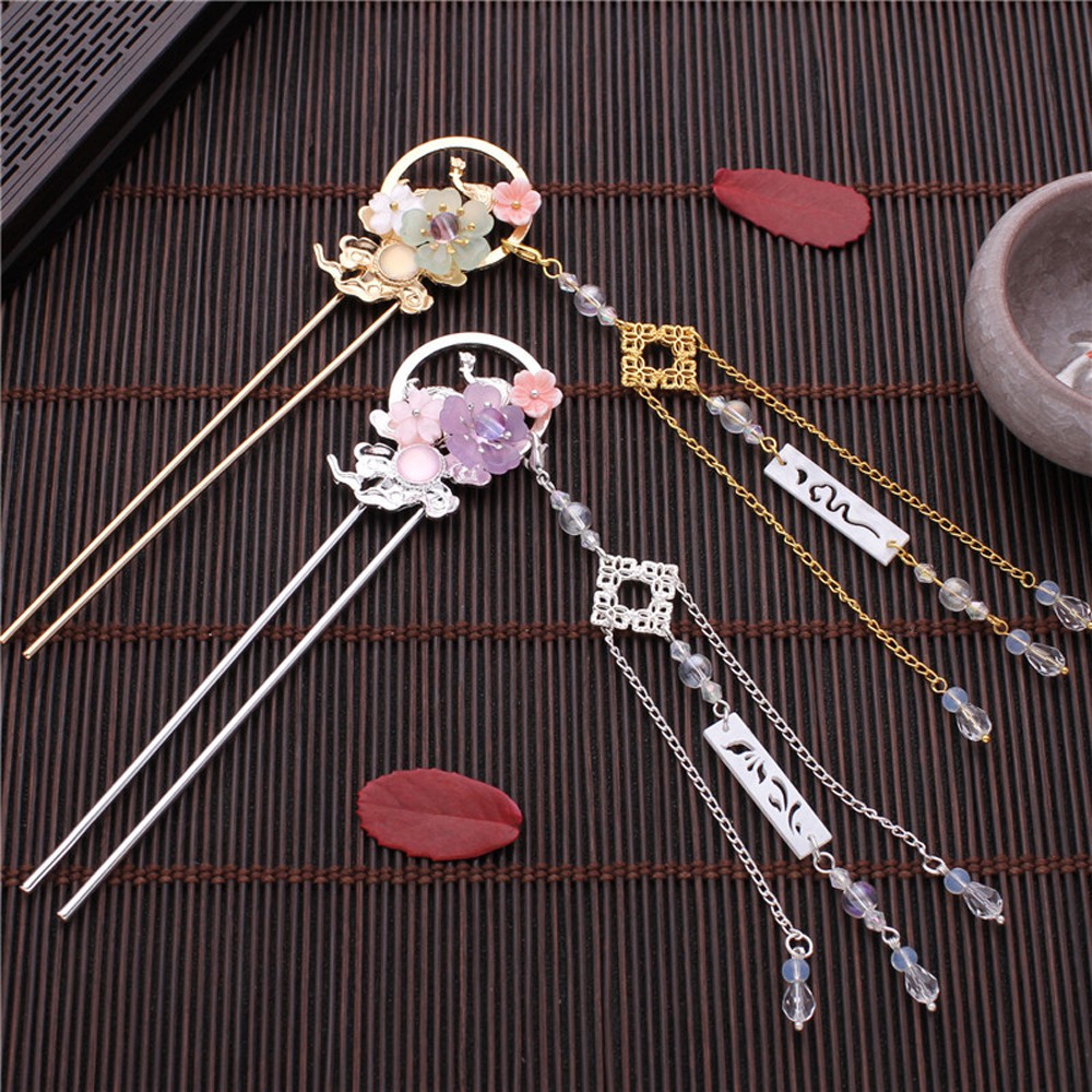 Trâm Cài Tóc Đính Hoa Và Tua Rua Phong Cách Trung Hoa Cổ Điển 2life