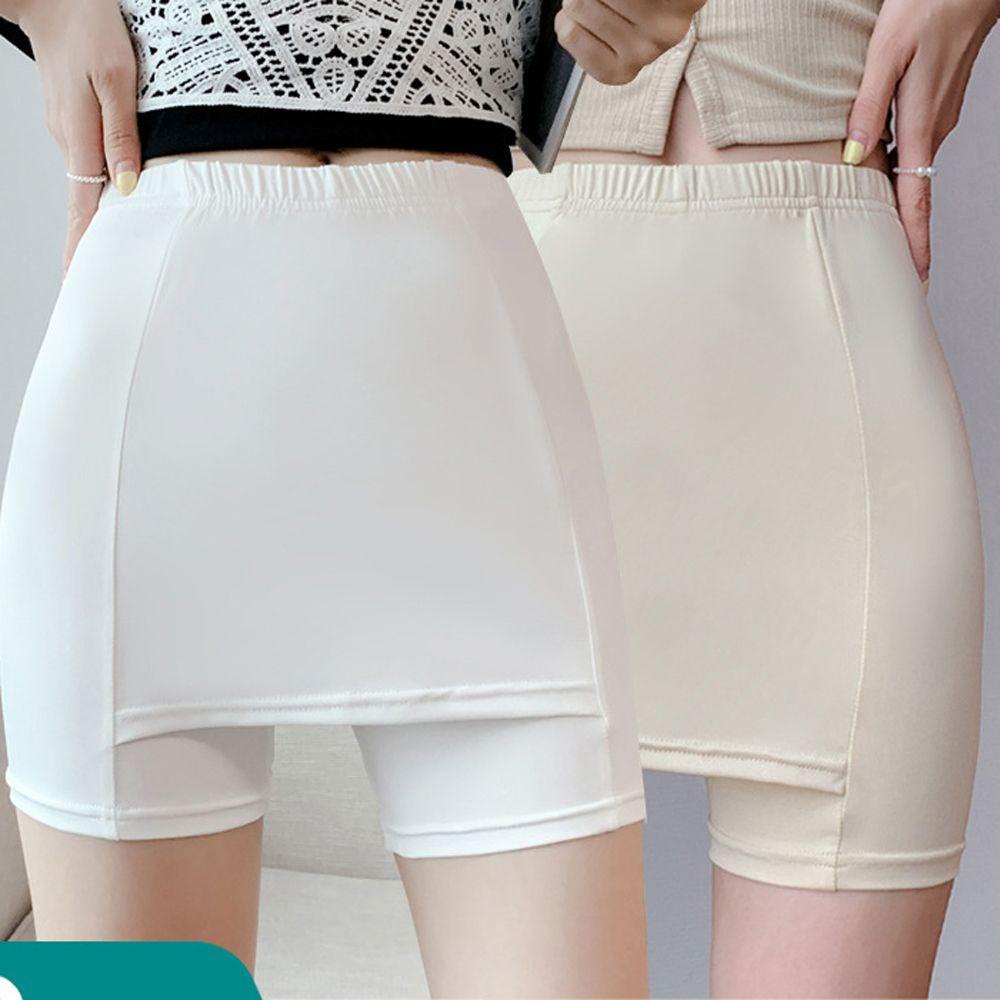 Quần Short An Toàn Lưng Cao Hai Lớp Màu Trơn Thoải Mái Plus Size