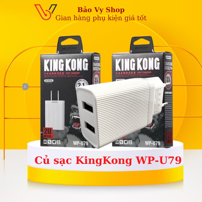 Củ sạc nhanh ip,androi WK DESIGN WP-U79 trang bị chIPthông minh bảo vệ quá tải,quá dòng