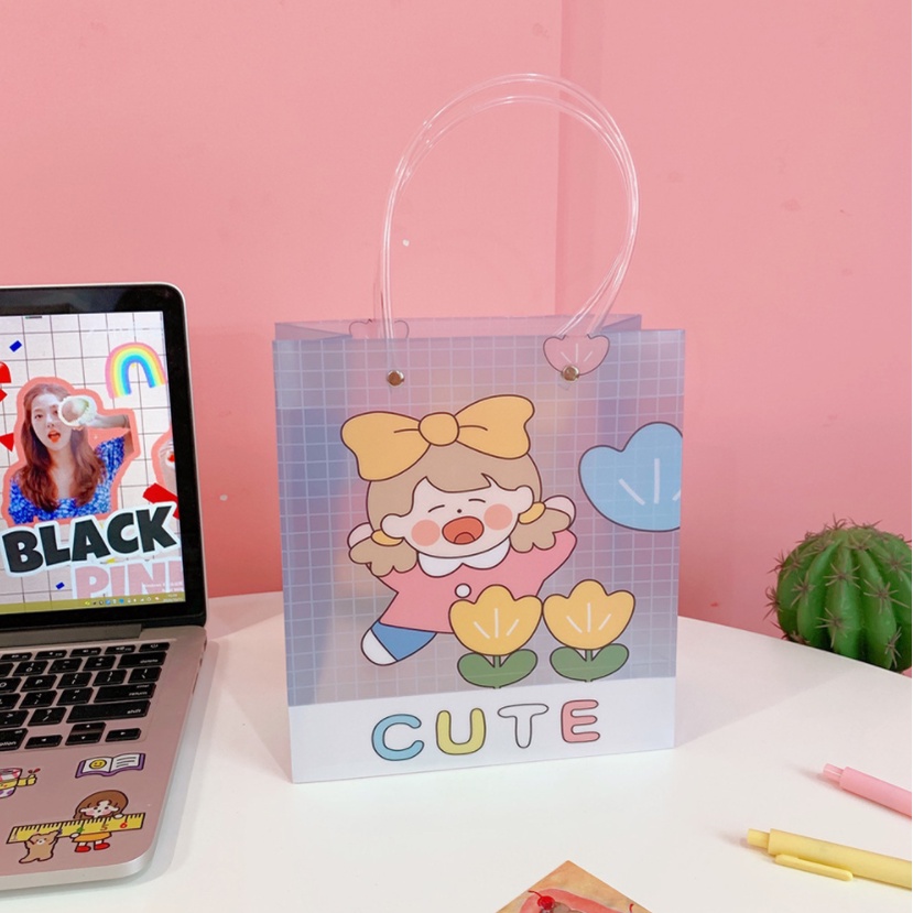 Túi đựng quà hình cute dễ thương - giỏ đựng đồ nhựa PVC trong cao cấp dùng được nhiều lần