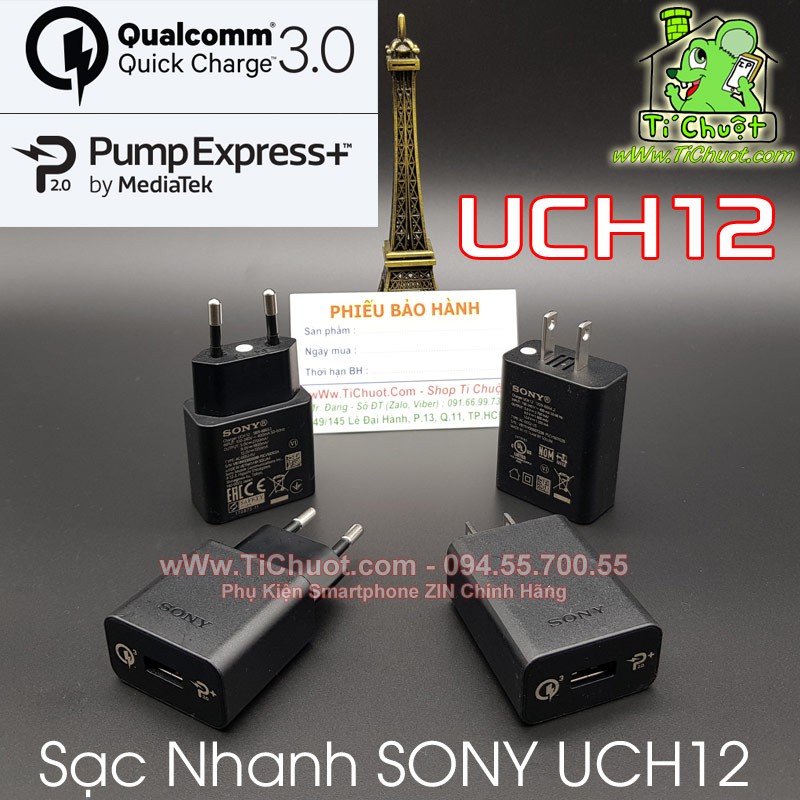 [ZIN Chính Hãng] Củ Sạc Nhanh Sony UCH12 ZIN (có Pump Express 2.0 &amp; QC 3.0)