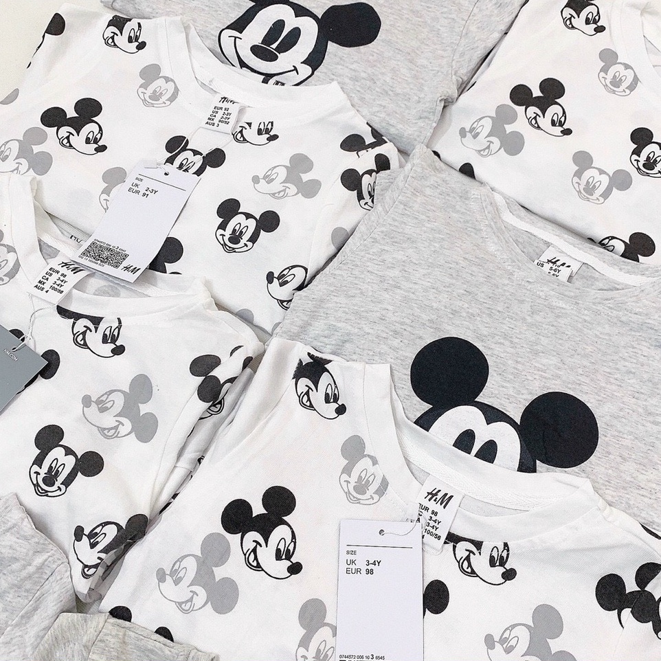 Bộ dài tay thu đông bé trai - Set 2 bộ cotton dài tay Mickey Hm cho bé trai từ 1-6t