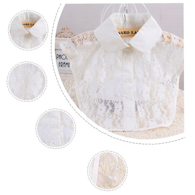 Cổ Áo Rời Cổ Bẻ Phối Ren Cho Nữ