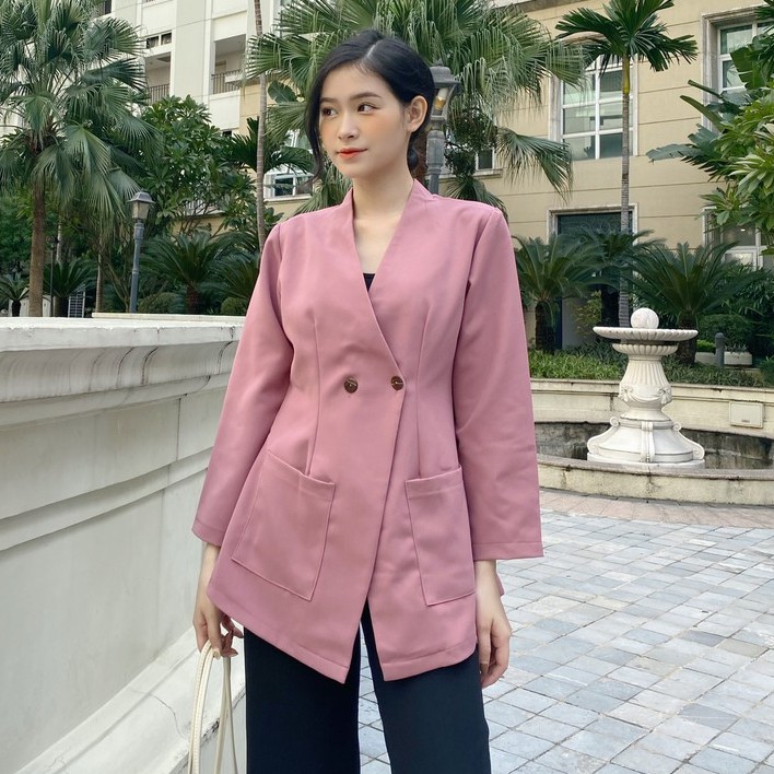 YU CHERRY | Áo nữ Neckless button blazer YA391