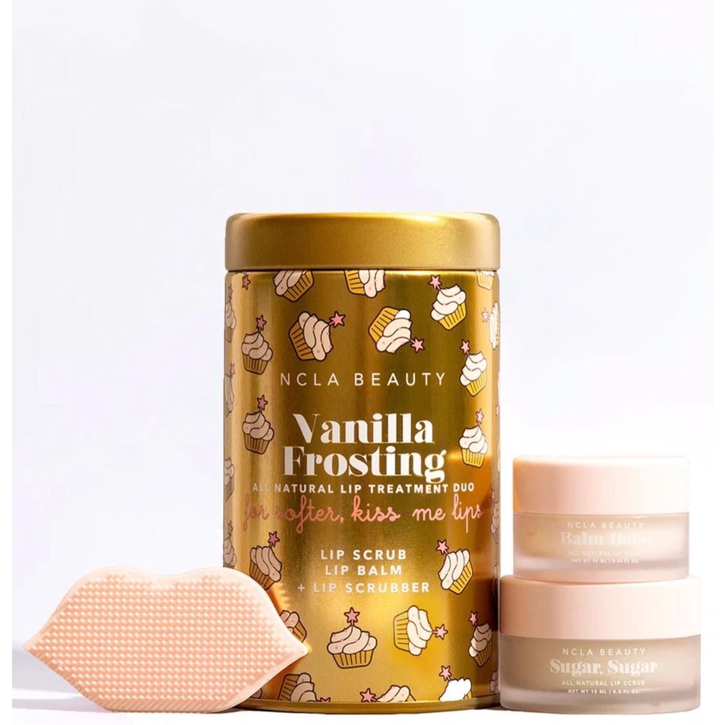 Set Dưỡng Môi NCLA Beauty - Lip Treatment Tin Can Gift Set (Lip Balm + Lip Scrub + Scubber) - Vanilla Frosting