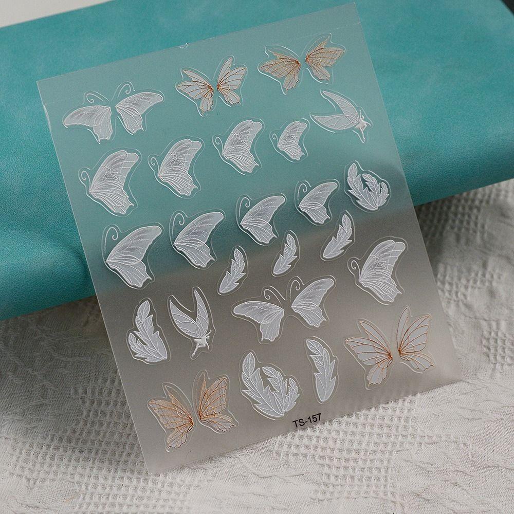 Miếng Dán Trang Trí Móng Tay Hình Cánh Bướm Hoa Hồng Thanh Lịch DIY