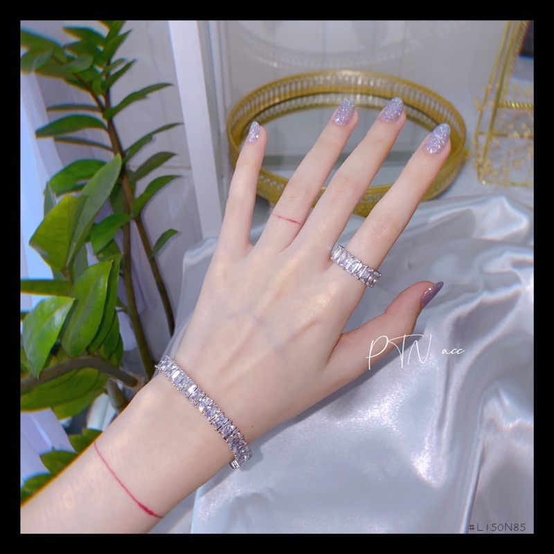 Lắc tay xi bạch kim đính full đá paget vuông cao cấp sáng long lanh, cắt size theo yêu cầu . PTNACC