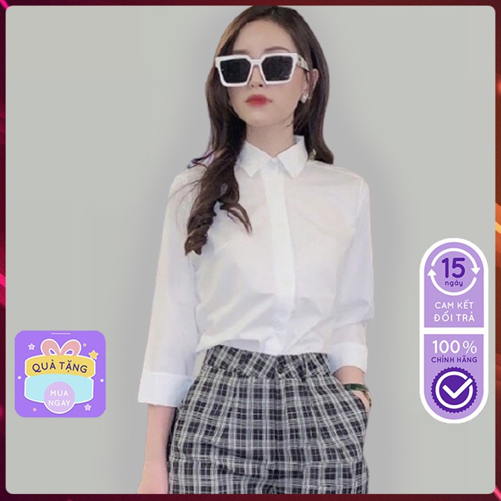 Áo sơ mi trắng nữ công sở tay dài Basic, sơ mi trắng nữ đẹp dài tay chuẩn form Hàn Quốc - ASM04